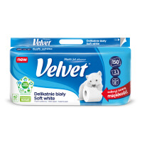 Papier Toaletowy Velvet Delikatnie Biały 8 Rolek, 3 Warstwy - VELVET