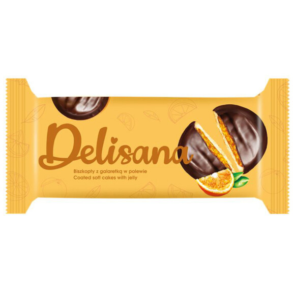 Delisana Biszkopty Z Galaretką O Smaku Pomarańczowym W Polewie Kakaowej 135G - Delisana
