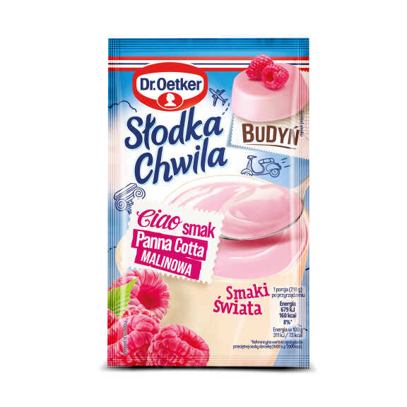 Dr. Oetker Słodka Chwila Budyń Smak Panna Cotta Malinowa 43G - Dr. Oetker