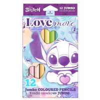 Kredki Ołówkowe Trójkątne Jumbo 12 Kolorów Stitch Pastel - STITCH
