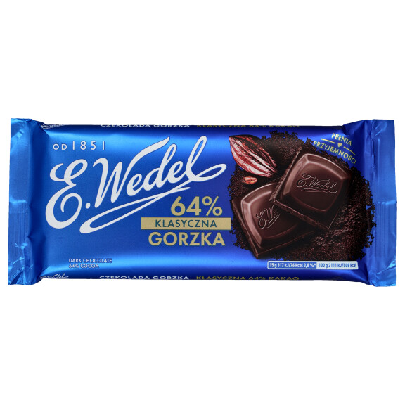 E.wedel Czekolada Gorzka Klasyczna 64% Kakao 90G - Wedel