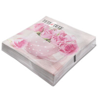 Serwetki Tete A Tete Roses In A Cup, Serwetki Tat 3-Warstwowe 33X33Cm Składane 1/4 20Szt. W Paczce - Tete ἀ Tete