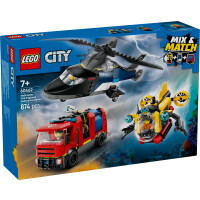Lego 60462 Zestaw Z Helikopterem, Wozem Strażackim I Łodzią Podwodną - City
