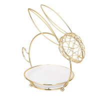 Patera Ceramiczna Z Metalowym Stojakiem Zając 18X11X17 Cm Altom Design - ALTOM DESIGN
