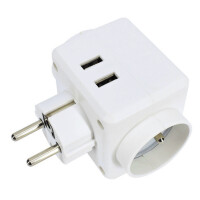 Rozgałęźnik Z Uziemieniem 3 Gniazda 16A + 2Xusb Max.2.4A - Ecoline