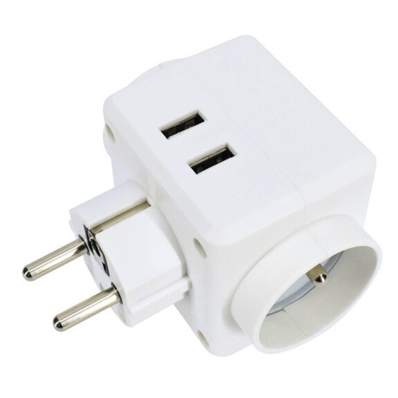 Rozgałęźnik Z Uziemieniem 3 Gniazda 16A + 2Xusb Max.2.4A - Ecoline