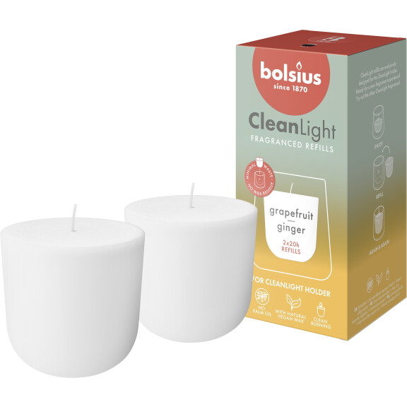 Bolsius Wkładka Do Świecy Zapachowej Cleanlight Grejpfrut & Imbir 2 Szt. - Bolsius