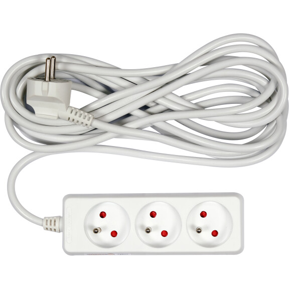Vorel Przedłużacz Elektryczny Biały 5 M, 3 Gniazda Z Uziemieniem - VOREL