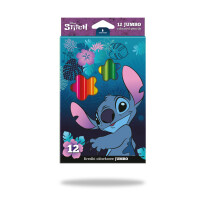 Kredki Ołówkowe Trójkątne Jumbo 12 Kolorów Stitch Blue - STITCH