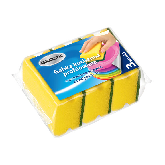 Grosik Gąbka Kuchenna Profilowana 3 Sztuki - Grosik