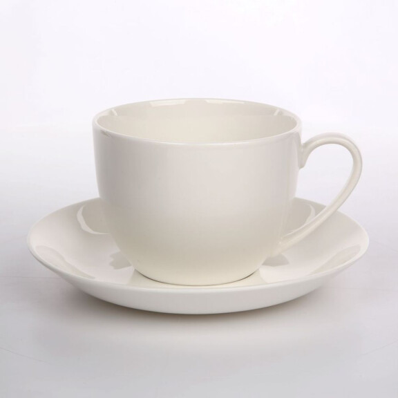 Filiżanka 200Ml Ze Spodkiem 15Cm W Opasce Bella Porcelana Kremowa - ALTOM DESIGN