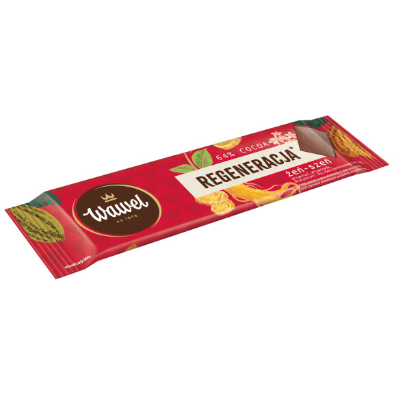 Wawel Miniczekolada Funkcjonalna Regeneracja - Gorzka 64% Cocoa Z Żeń-Szeniem I Witaminami 20G - Wawel