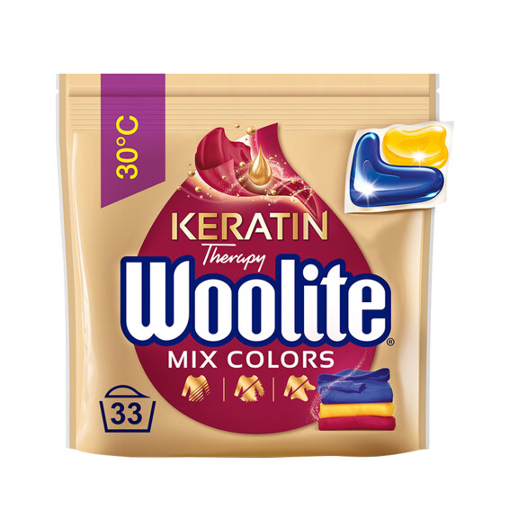 Woolite Żelowe Kapsułki Do Prania Z Keratyną Do Kolorów 33 Szt - Woolite