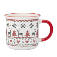 Kubek Prosty 400 Ml Z Czerwonym Uchem Scandi Winter Altom Design - ALTOM DESIGN