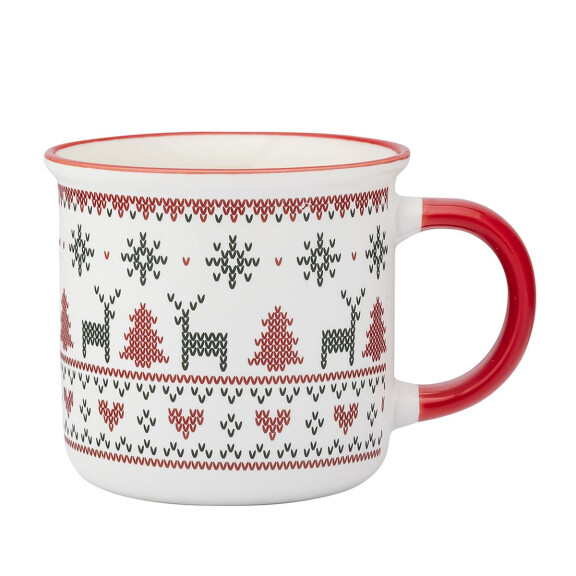 Kubek Prosty 400 Ml Z Czerwonym Uchem Scandi Winter Altom Design - ALTOM DESIGN