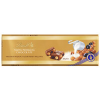 Lindt Swiss Premium Chocolate Milk Raisins Hazelnut 300G - Lindt