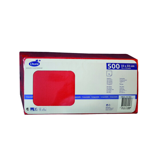Duni Serwetki 1 Warstwowe 33X33 Cm Czerwony 500 Szt.. - Duni