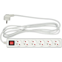 Vorel Przedłużacz Elektryczny Biały 3 M Z Wyłącznikiem, 6 Gniazd Z Uziemieniem - VOREL