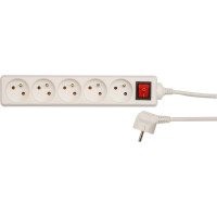 Vorel Przedłużacz Elektryczny Biały 5 M Z Wyłącznikiem, 5 Gniazd Z Uziemieniem - VOREL