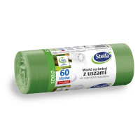 Stella Worki Na Śmieci Z Uszami Do Domowej Segregacji Odpadów Szkło 60L 14Szt. Zielone (Ldpe) - Stella