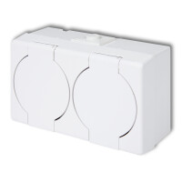 Gniazdo Hermetyczne Podwójne 2X2P+Z Ip44 Klapka Biała Ghs-2N - LEDsystems
