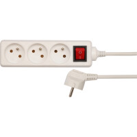 Vorel Przedłużacz Elektryczny Biały 1,5 M Z Wyłącznikiem, 3 Gniazda Z Uziemieniem - VOREL