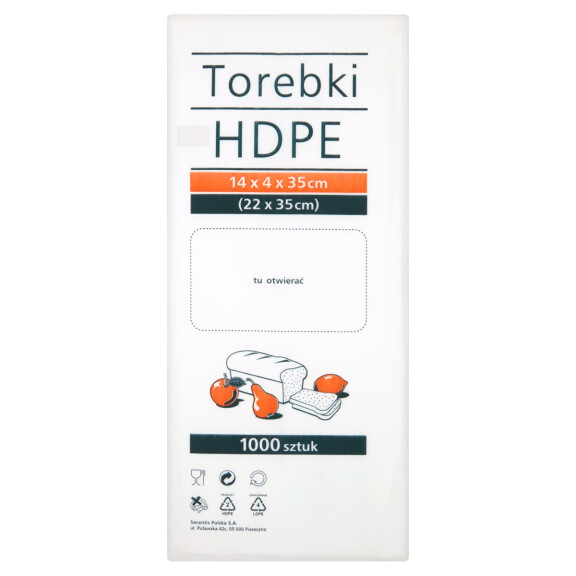 Hdpe Torebki Spożywcze 14X4X35 Cm 1000 Sztuk - HDPE