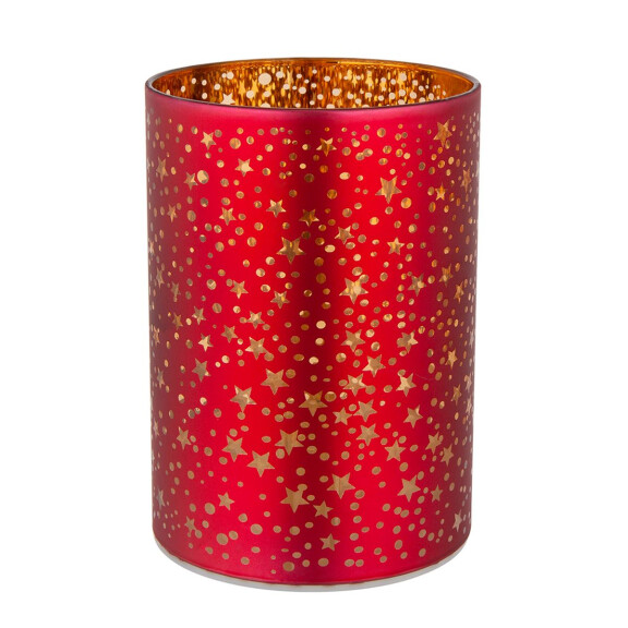 Latarnia Led 8,5X12 Cm Szklana W Kolorze Czerwonym Dekoracja Gwiazdki Altom Design - ALTOM DESIGN
