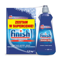 Finish Zestaw Płyn Nabłyszczający 400Ml+Sól 1,5Kg - Finish