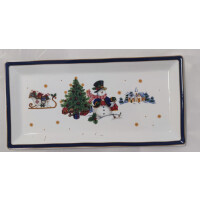 Tacka Prostokątna 36X13 Cicha Noc Niebieska Porcelana Bogucice - PORCELANA BOGUCICE