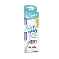 Pentel Zestaw 4 Pisaków/Pędzelków Ses15C Brush Sign Pen - Niebieskie Migdały - PENTEL