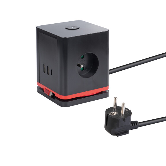 Przedłużacz Kostka 3 Gn. Z "0" Z Wył. 1,4M 1,5Mm2 + Gniazda Usb 2X Usb-A; 1X Usb-C + Kabel Usb-C - Ecoline