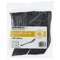 Widelec Wave Czarny Ps Wielokrotnego Użytku|40 Szt.|Servipack|Guillin Polska - Servipack
