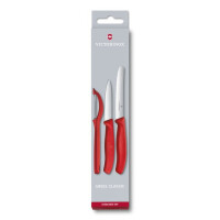 Zestaw Noży Do Warzyw I Owoców Swiss Classic Z Obieraczką, 3 Elementy Komplet Czerwony Victorinox - Victorinox