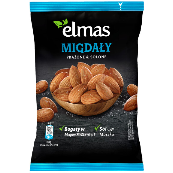 Elmas Migdały Prażone I Solone 90G - ELMAS
