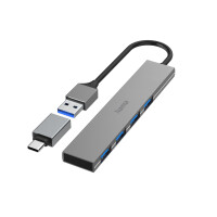 Hub Hama Usb 3.2 4Xusb-A + Adapter Usb-C Ultra Slim - Hama