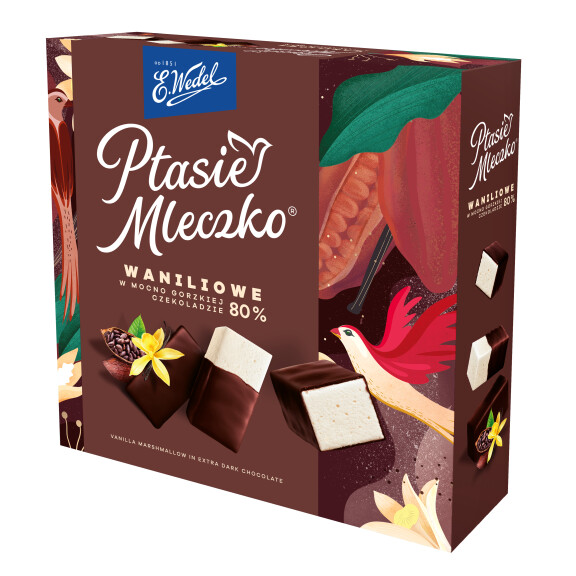 E. Wedel Ptasie Mleczko Waniliowe W Mocno Gorzkiej Czekoladzie 80% 340G - Wedel