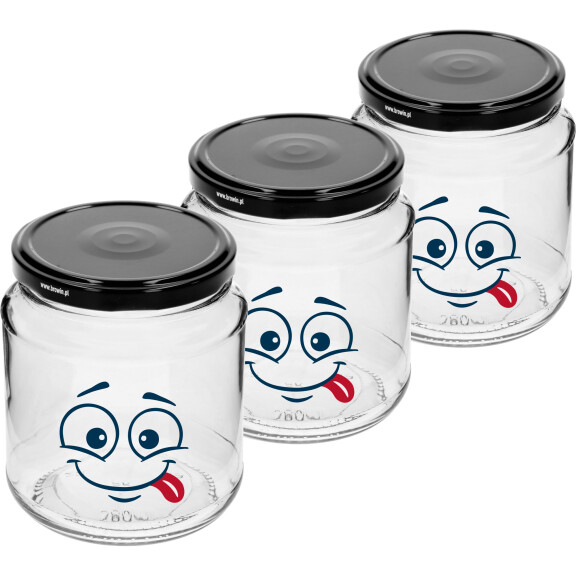 Słoik To 580Ml Nadrukiem Buźka Z Zakrętką Fi82/6 -3Szt Browin - Browin