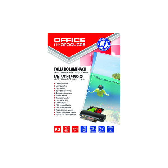 Folia Do Laminowania Office Products A3 2X80Mikr 100Szt Transparentna - OFFICE PRODUCTS
