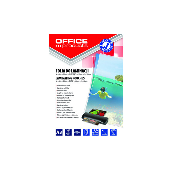 Folia Do Laminowania Office Products A3 2X100Mikr 100Szt Transparentna - OFFICE PRODUCTS