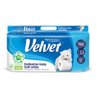 Papier Toaletowy Velvet Delikatnie Biały 8 Rolek, 3 Warstwy - VELVET