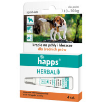 Happs Herbal - Krople Na Pchły I Kleszcze Dla Średnich Psów 10 - 20Kg (4 Szt.) - Happs