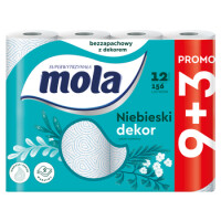 Mola Niebieski Dekor Papier Toaletowy 12 Rolek - Mola