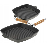 PATELNIA ŻELIWNA Grillowa CIĘŻKA 26x26 GRILL