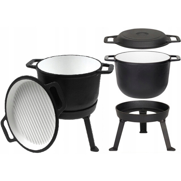 KOCIOŁEK Emaliowany 10Lit GARNEK Patelnia Grillowa