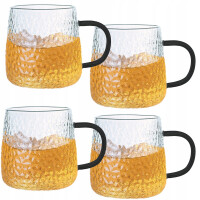 Szklanki z Czarnym uchem do kawy herbaty 350 ml MG Home Deco zestaw 4 szt