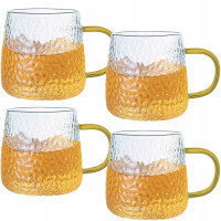 Szklanki ze złotym uchem do kawy herbaty 350 ml MG Home Deco zestaw 4 szt