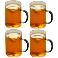 MAGDA GESSLER SZKLANKI Z CZARNĄ RĄCZKĄ 4 x 300 ML DO KAWY HERBATY Z UCHEM