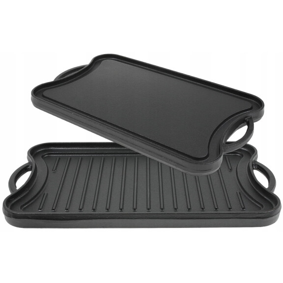 Płyta ŻELIWNA Grillowa na OGNISKO Grilla Patelnia Grill Dwustronna 51x26 cm