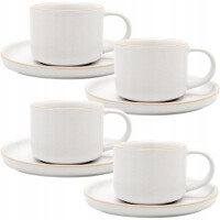 4X FILIŻANKA 220 ML SERWIS KAWOWY ARTENA FILIŻANKI PORCELANA DO KAWY SPODEK